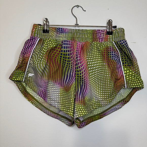 Fabletics Neon Mesh Running Shorts Size Small | Vibrant Festival Activewear - Picture 1 of 9